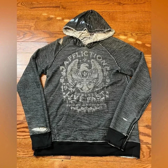 Vintage Y2k Grunge Affliction Reversible Hoodie Sz M - Picture 4 of 14
